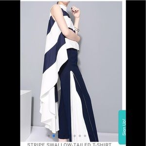 Stripe high low sleeveless top